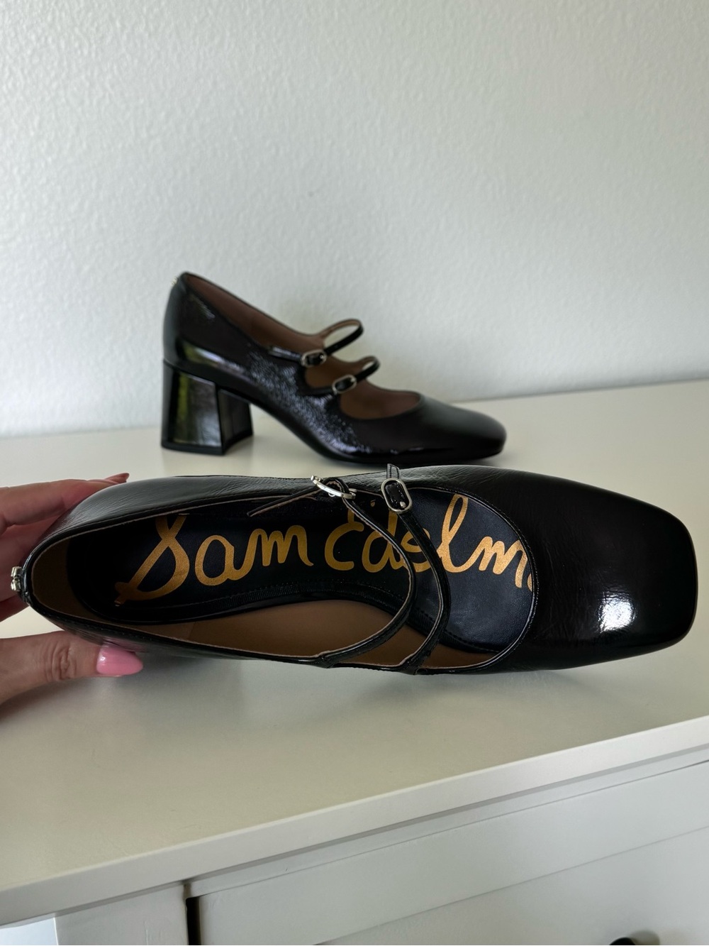 Sam Edelman Patent Double-Strap Mary Jane Block Heels Pump Shoes, 8.5 - Picture 11 of 11